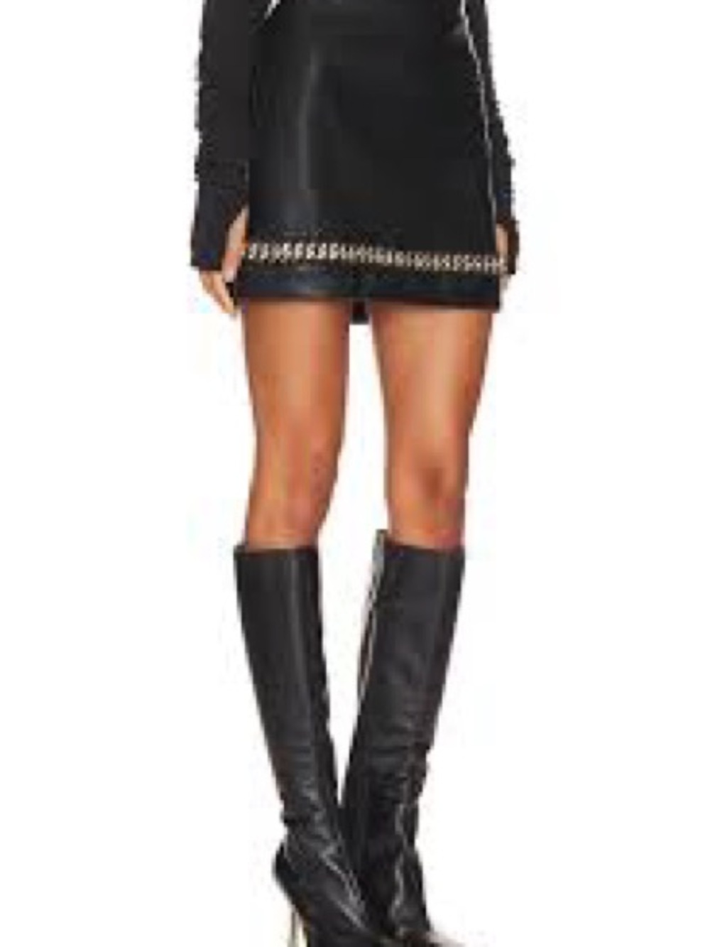 Karina Grimaldi Black Mini Skirt with Gold Chain Detail